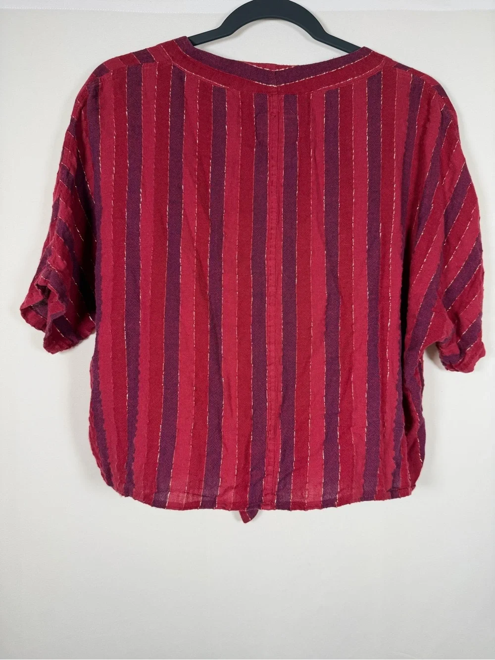 Rails Thea Rouge Stripe Red and Burgundy Button‎ Down Tie-Front Blouse